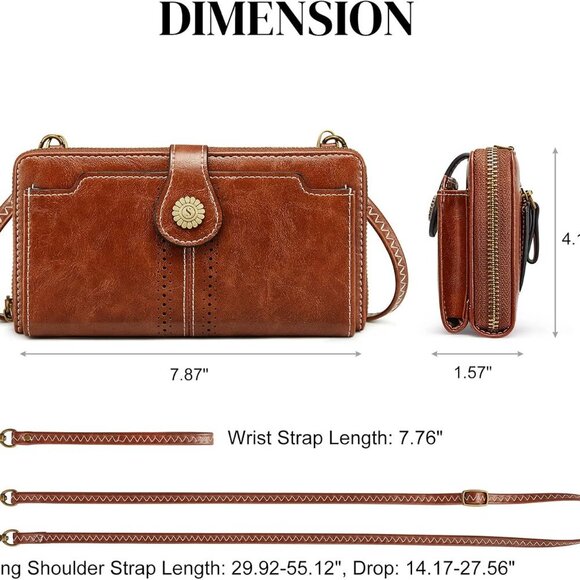 Vegan Leather Crossbody Bags for Women Small Cell Phone Purse RFID Blocking Clut - Picture 3 of 6